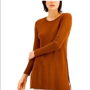 Alfani Women’s Tunic, Sz XL, ribbed crewneck sweater, slits @ each hip, cozy 🎃